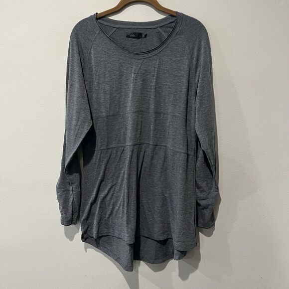 Prana Long Sleeve Shirt Women’s Large Gray Tunic Ruched Viscose Athleisure - Picture 1 of 9